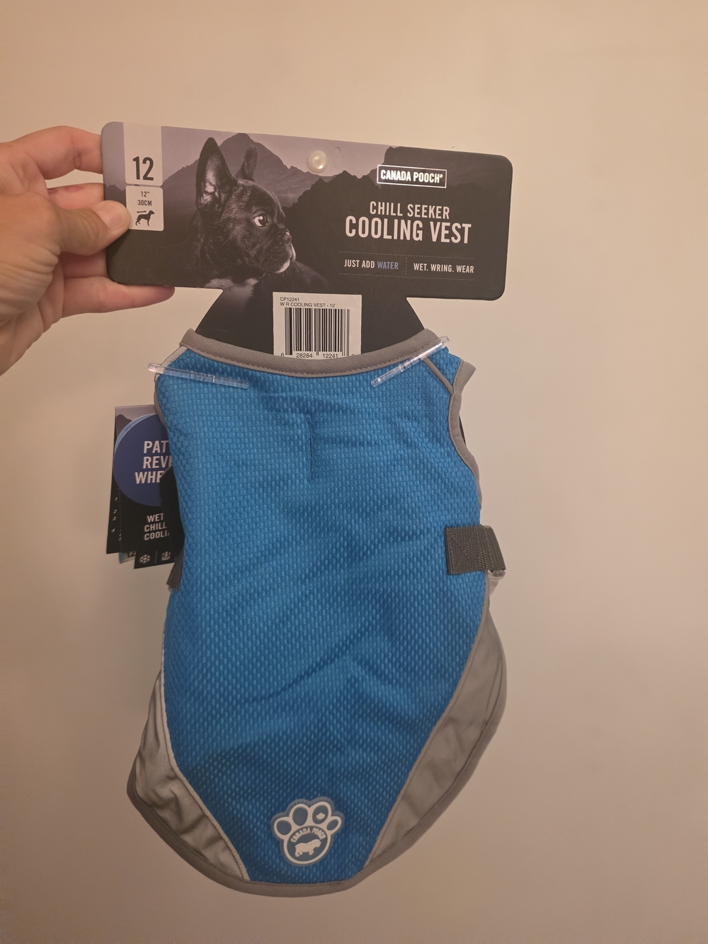 Canada Pooch Chill Seeker Cooling Vest in Blue and Gray